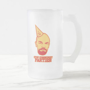 Vidro Jateado Pare a caneca de cerveja dos partidos comunistas