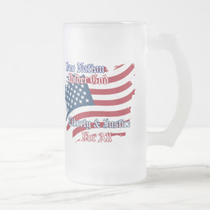 Vidro Jateado USA One Nation under God Caneca de cerveja Mug