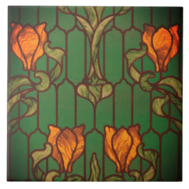 Vidro retido parece flores florais de arte nouveau