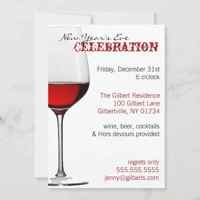 Vidro tinto Convites de Ano Novo (Frente)