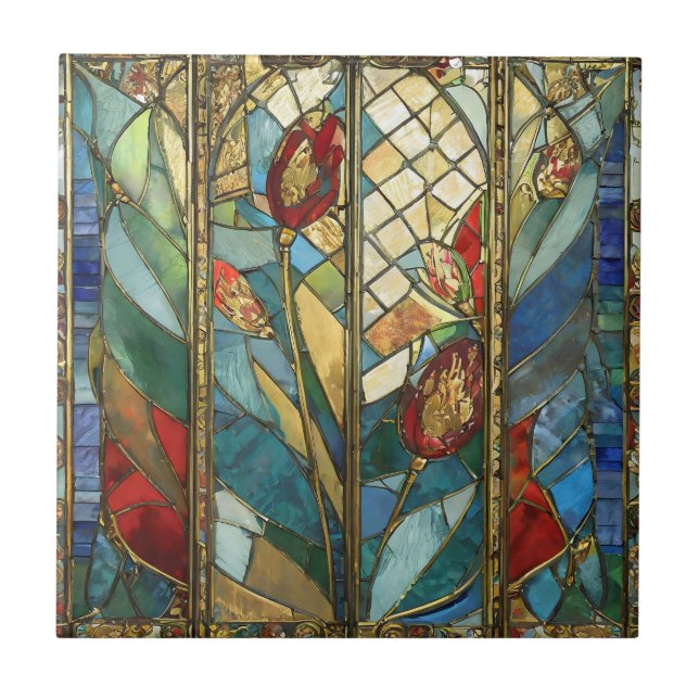 Vidro Vermelho Chefe Poppies no nascer do Sol (Frente)