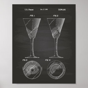 Vidro Vinho 1988 Poster de quadro artístico patent