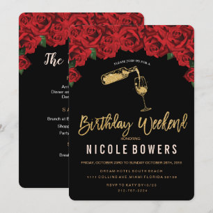 Vidro Vinho Aniversário Fim de Semana Convite Iti