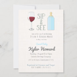 Vidro Vinho Vidro e Vês Convite para Chá de Bebê M