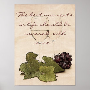 vidros de vinho com poster das uvas