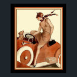Vie Parisienne Art Deco Impressão 16 x 20<br><div class="desc">Flapper na moda levando seu cachorro para passear nesta Ilustração de Arte Deco de 1930 de La Vie Parisienne</div>