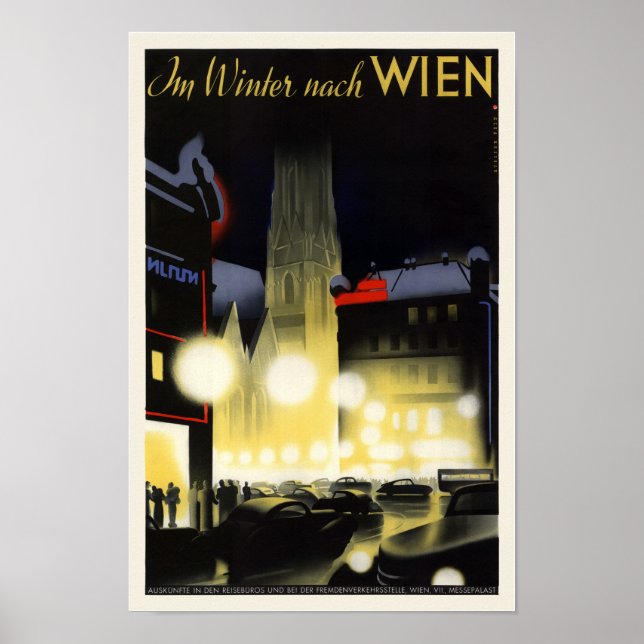 Viena Áustria, Poster vintage 1937 (Frente)