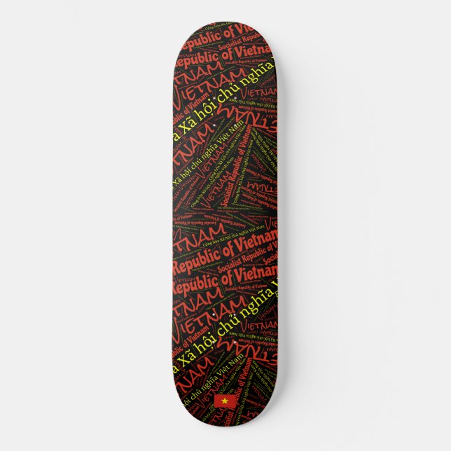 Vietnam National Pride Wordcloud Skateboard (Frente)