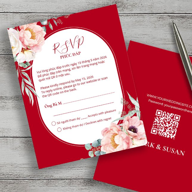 Vietnamese Song Hy Peony RSVP with code QR (Criador carregado)