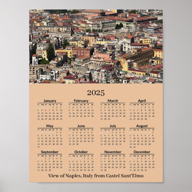 View of Naples, Italy 2026 Calendar Poster (Frente)