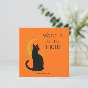 Vigia da Noite - Cartão de Gato Preto do Halloween