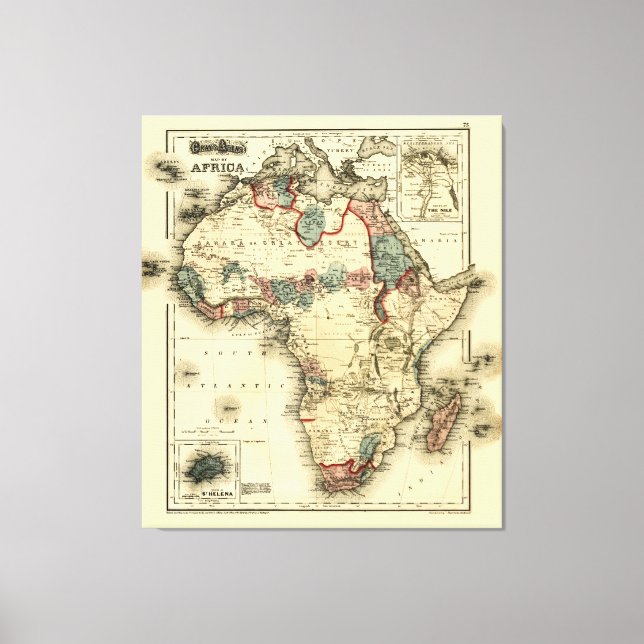 Viintage 1874 Mapa da África - Antiquado Impressão (Frente)