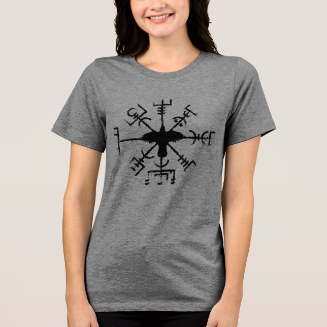 Viking Vegvisir Crow Sigil Black Raven Rune (Frente)