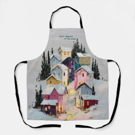 Vila de Inverno Colorida Impasto Neve