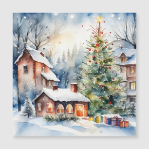 vila de Natal com árvore de Natal nevando imagem