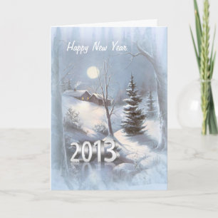 Vila do inverno no cartão do ano novo 2013 da neve