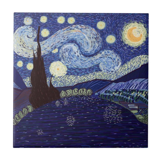 Vincent Van Gogh estilo Starry Night e Lake (Frente)