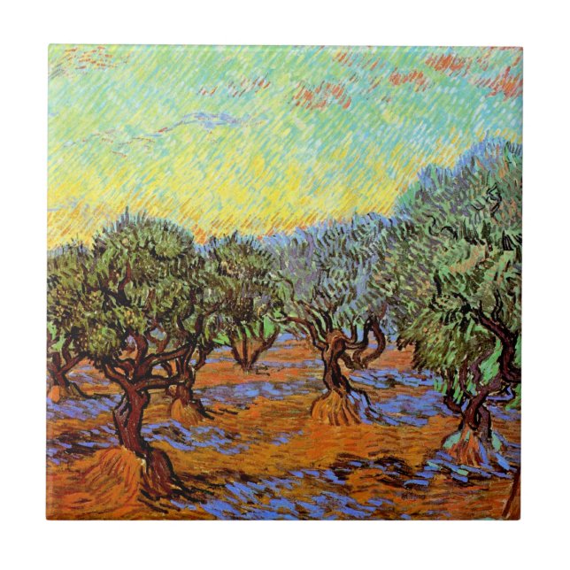 Vincent Van Gogh - Oliveiras com Céu Alaranjado (Frente)