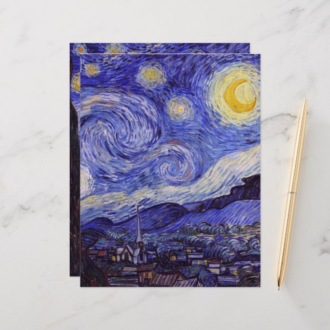 Vincent Van Gogh Starry Night Scrapbook Paper (Frente/Verso In Situ)