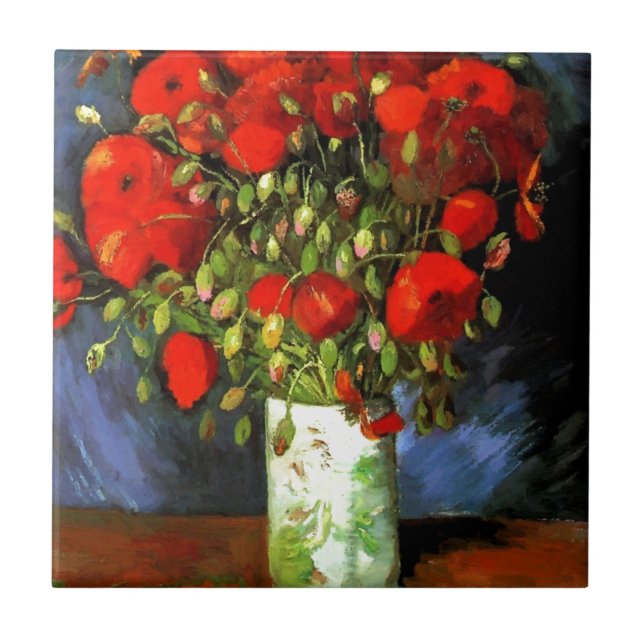 Vincent Van Gogh Vase Com Poppies Vermelhos Arte F (Frente)