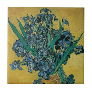 Vincent van Gogh - Vaso com Íris Fundo Amarelo