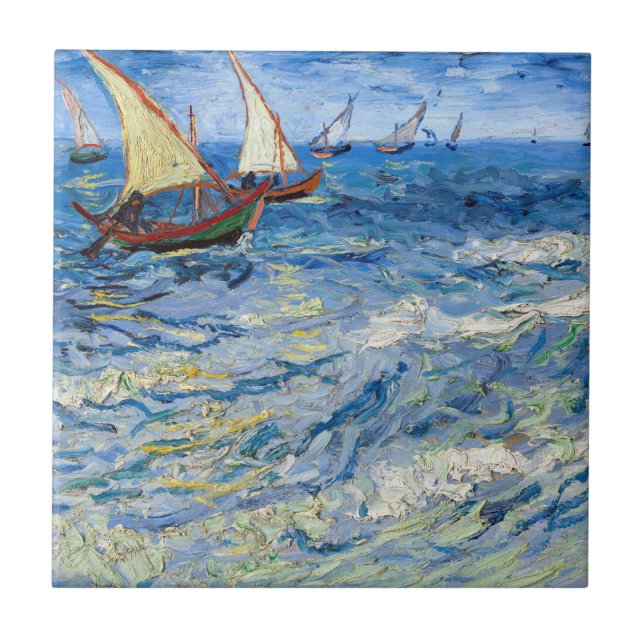 Vincent van Gogh - Vista marinha em Saintes-Maries (Frente)
