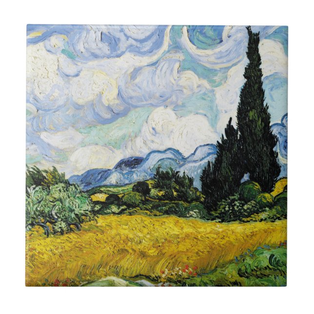 Vincent Van Gogh Wheat Field com Cyprestes (Frente)