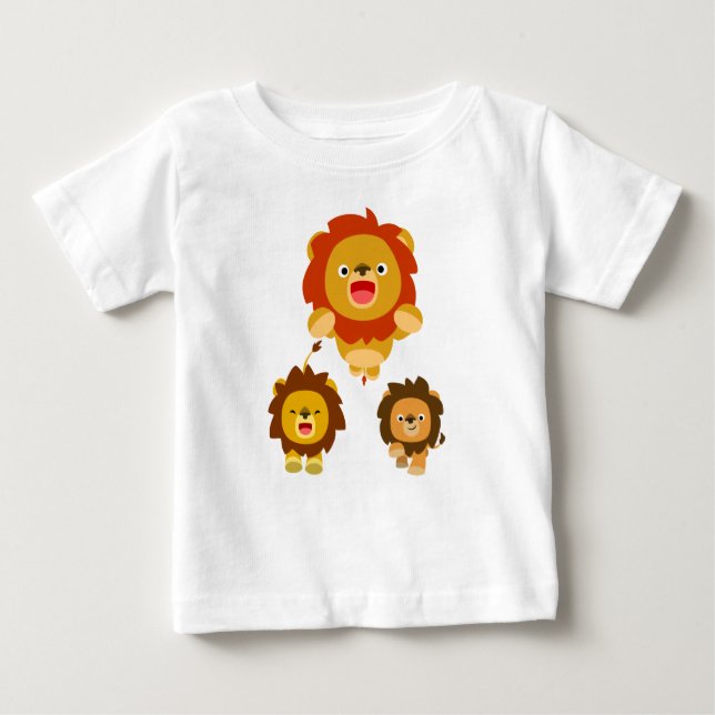 "Vindo!" Três Bons Cartoons Leões Camiseta Bebê (Frente)