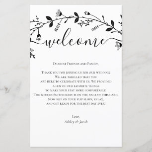 Vine Scroll Wedding - Letra de Boas-vindas, Itiner