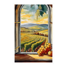 Vineyard através de janela Autumn / Fall Poster
