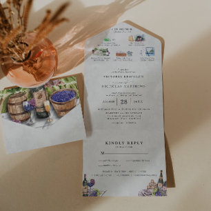 Vinha Elegante Tudo em um Convite de casamento