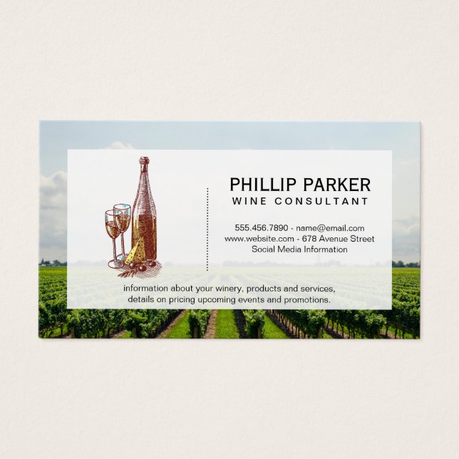 Vinha | Garrafa de vinho e vidro (Frente)