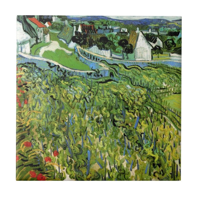 Vinhas com Vista de Auvers por Vincent van Gogh (Frente)