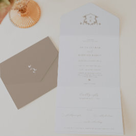 Vinhas eternos Beige Monograma Crest Casamento