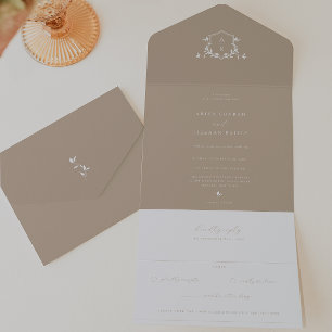 Vinhas eternos Beige Monograma Crest Casamento