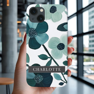 Vinhas Florais De Azul Elegante Aqua Personalizada