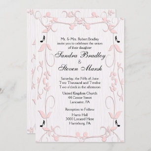 Vinhas Rosa e Notas de Música Convite para Casamen