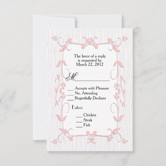 Vinhas rosa no RSVP de Madeira com opção de menu (Frente)