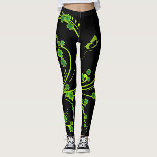 Vinhas Shamrock Elegantes e Borboletas Leggings