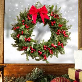 Vinheta da janela natalícia Wreath - Berries e Arc