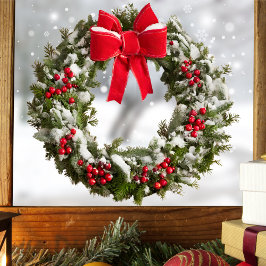 Vinheta da janela natalícia Wreath - Berries e Arc