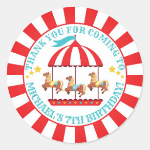 Vinheta de etiqueta redonda de aniversário do Circ