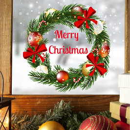 Vinheta de Wreath Feliz de Natal para a Janela