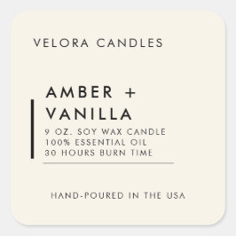 Vinheta Mínima de Etiqueta de Velas Linen Cream