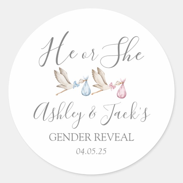 Vinhetas de revelação de gênero, etiqueta de favor (Frente)