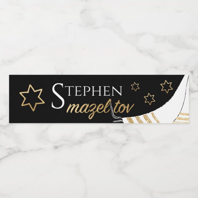 Vinho Bar Bat Mitzvah Dourado Stars Rótulo da Garrafa de (Rótulo Único)