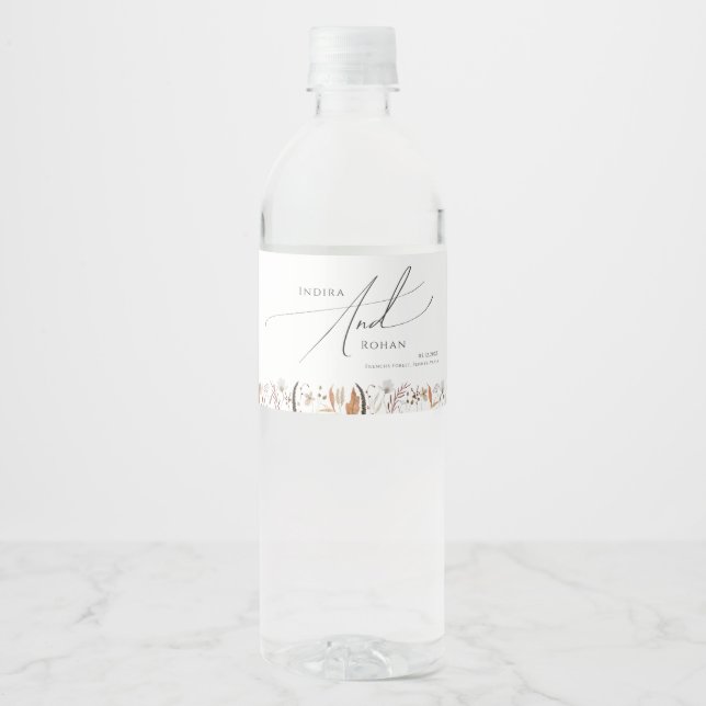 Vinho Boho Autumn Wildflower | Rótulo da garrafa de água (Frente)