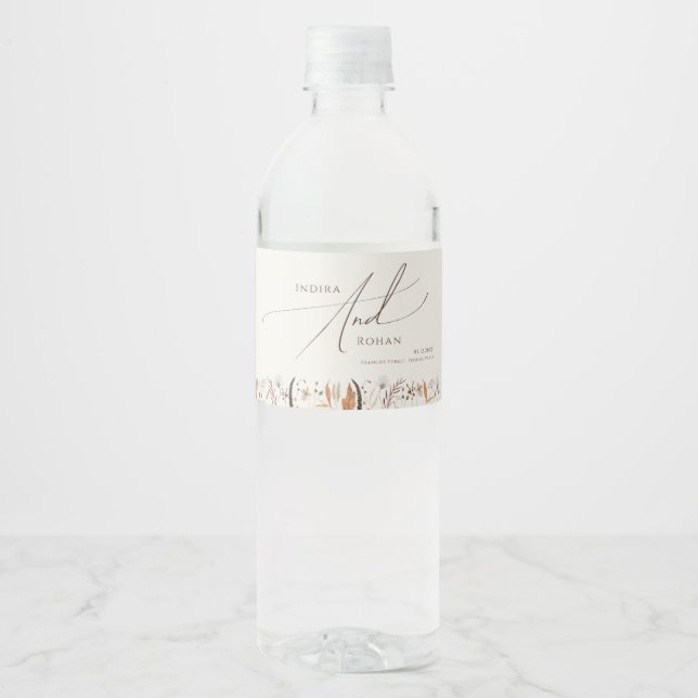 Vinho Boho Autumn Wildflower | Rótulo da garrafa de água (Frente)