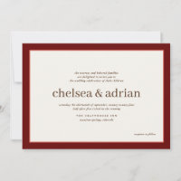 Vinho Borda Vermelha Simples Convite Para Casament
