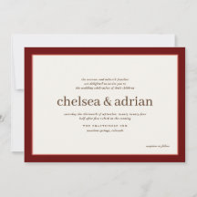 Vinho Borda Vermelha Simples Convite Para Casament